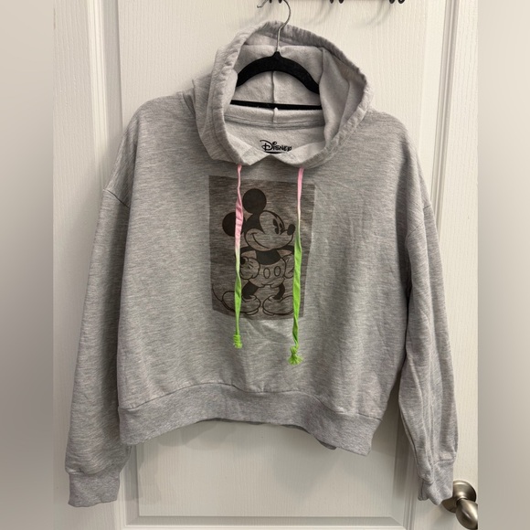 Disney Sweaters - Disney Mickey Mouse Hoodie Gray Pullover Sweatshirt Women’s XXL